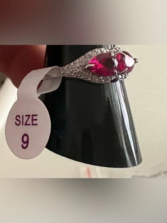 Bomb Party GENUINE DIAMOND ring, size 9, Sterling Silver & Ruby RG50646D - Picture 3 of 5